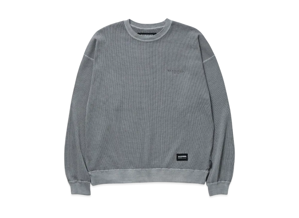 NEIGHBORHOOD Pigment Dyed Waffle Fabric Crewneck LS "Gray"