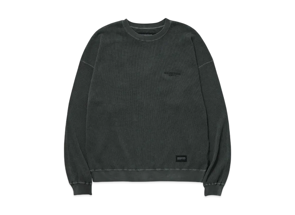 NEIGHBORHOOD Pigment Dyed Waffle Fabric Crewneck LS "Olive Drab"