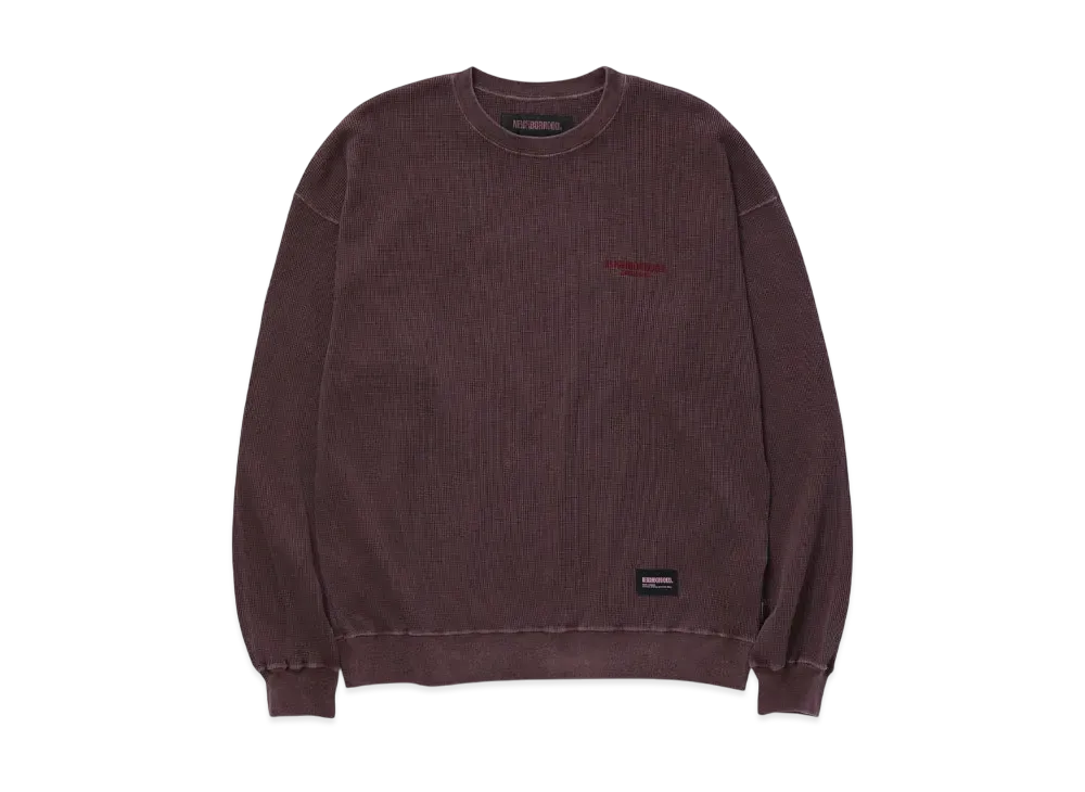 NEIGHBORHOOD Pigment Dyed Waffle Fabric Crewneck LS "Burgundy"