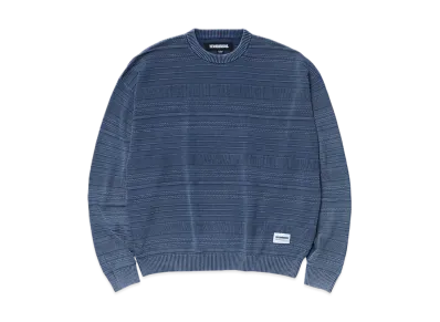 NEIGHBORHOOD Washed Crewneck Border Sweater "Navy"