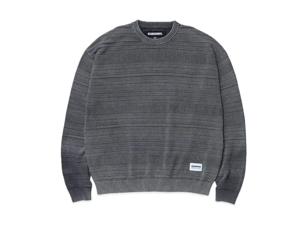 NEIGHBORHOOD Washed Crewneck Border Sweater "Gray"