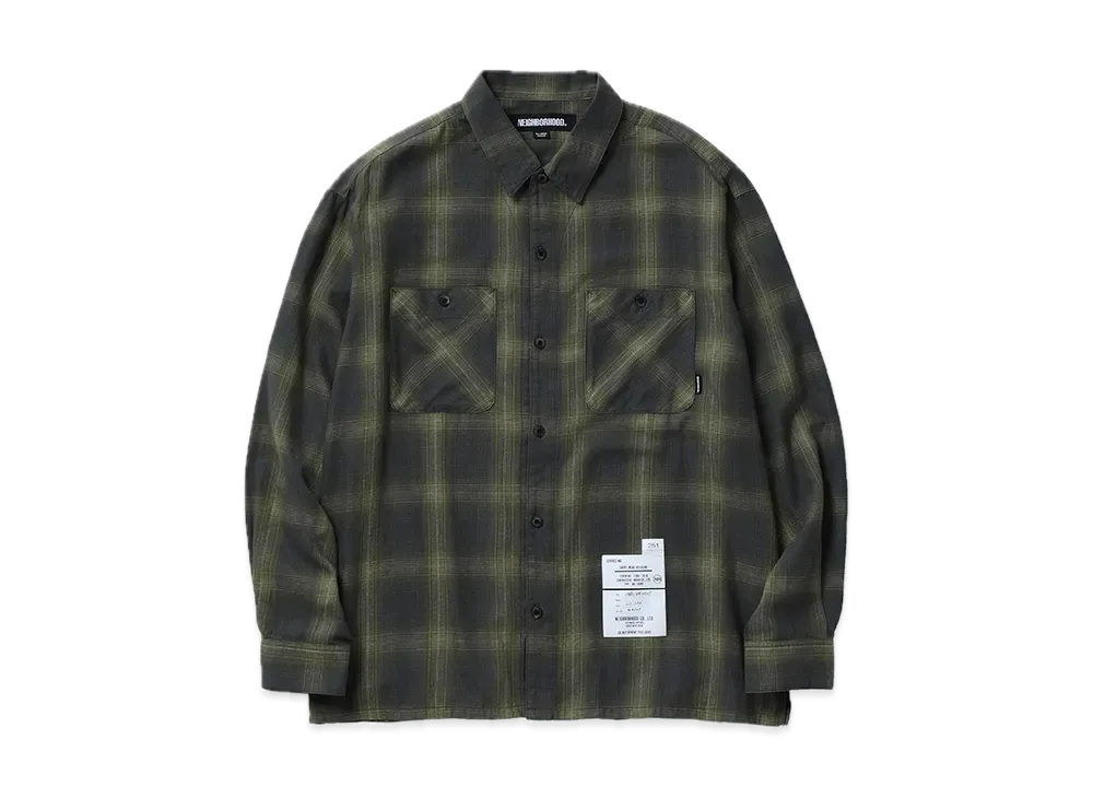 NEIGHBORHOOD Hombre Check Shirt LS "Charcoal/Mustard"