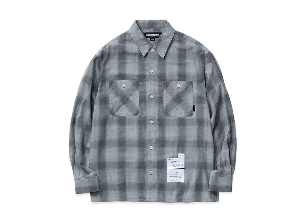 NEIGHBORHOOD Hombre Check Shirt LS "Light Gray/Gray"