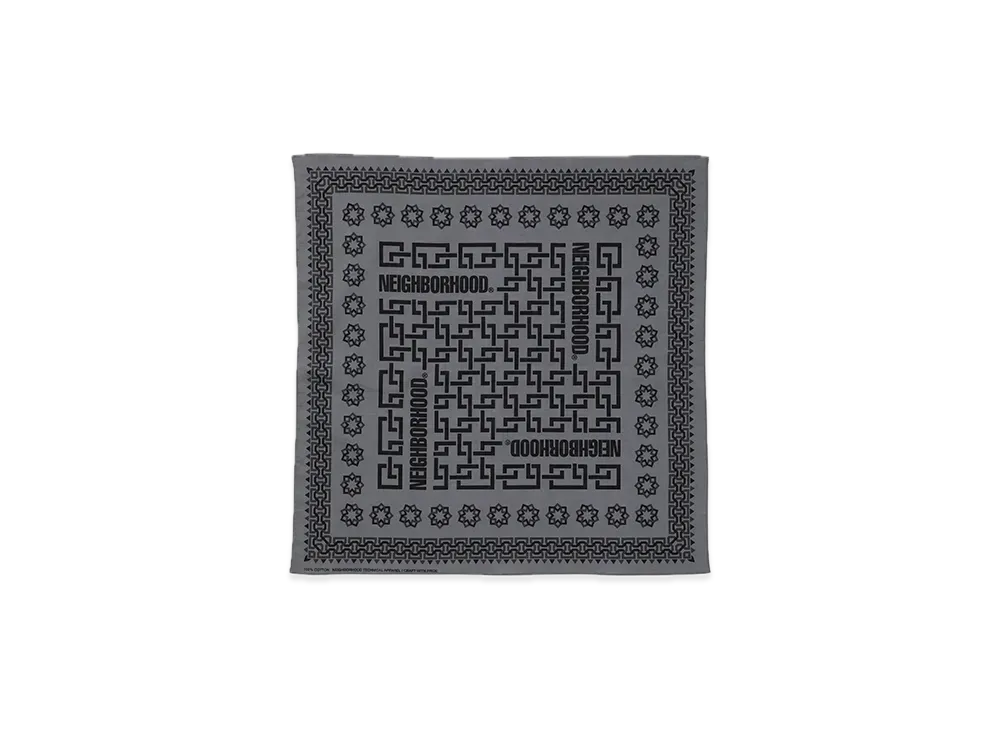 NEIGHBORHOOD Geometric Pattern Bandana "Gray"