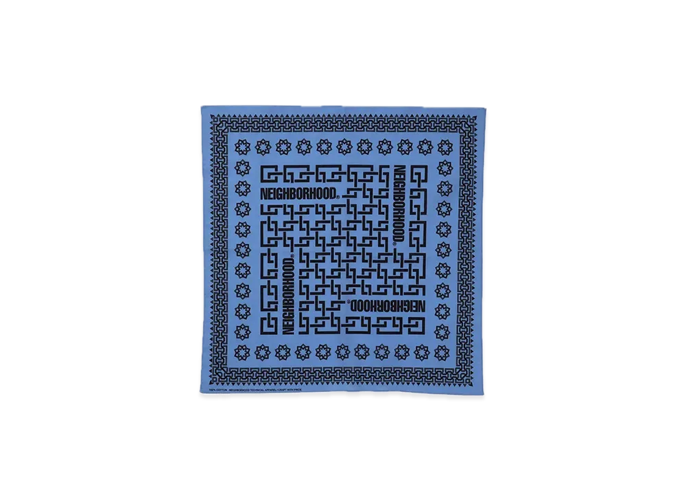 NEIGHBORHOOD Geometric Pattern Bandana "Blue"