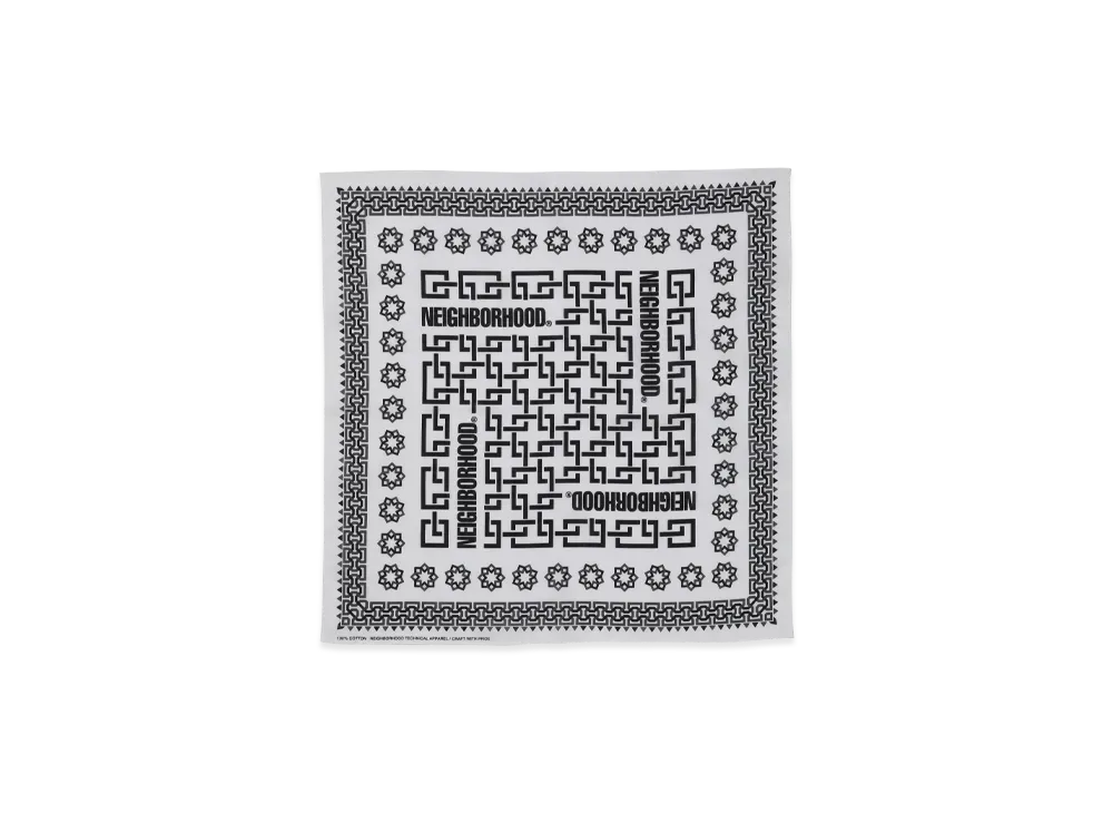 NEIGHBORHOOD Geometric Pattern Bandana "White"