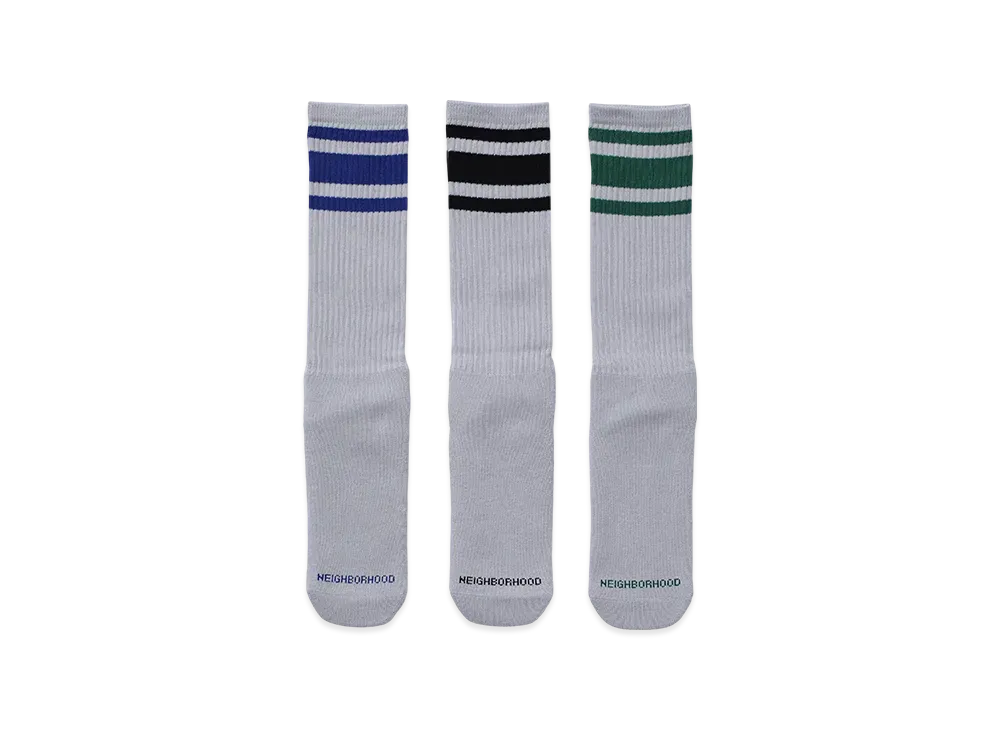 NEIGHBORHOOD Classic 3Pac Socks "Gray"