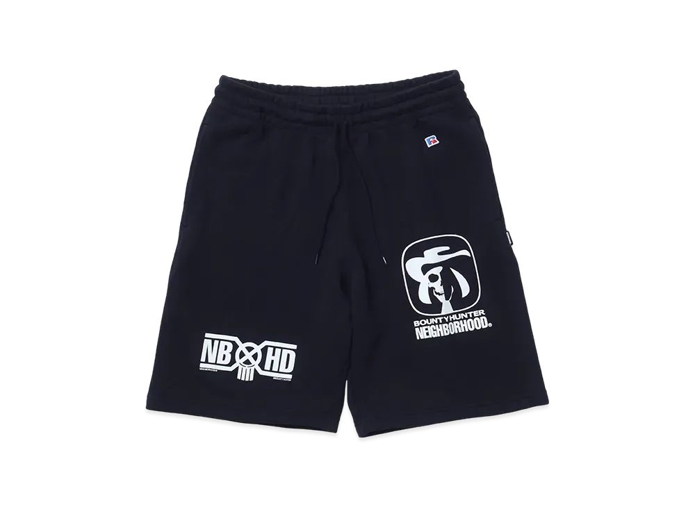 NEIGHBORHOOD x BOUNTY HUNTER x RUSSELL ATHLETIC Sweat Short Pants "Black"