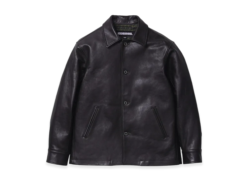 NEIGHBORHOOD LEATHER CAR COAT BLACK L NEIGHBORHOOD LEATHER
