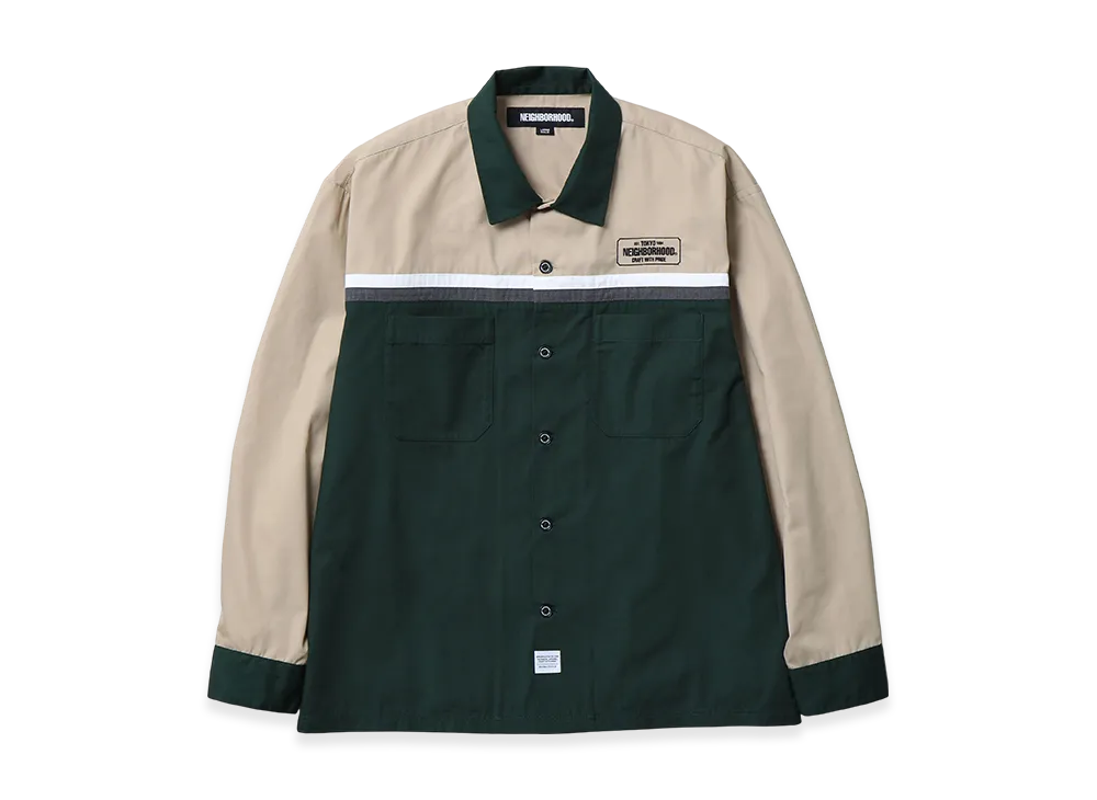 NEIGHBORHOOD Classic Work Bicolor Shirt LS "Green"