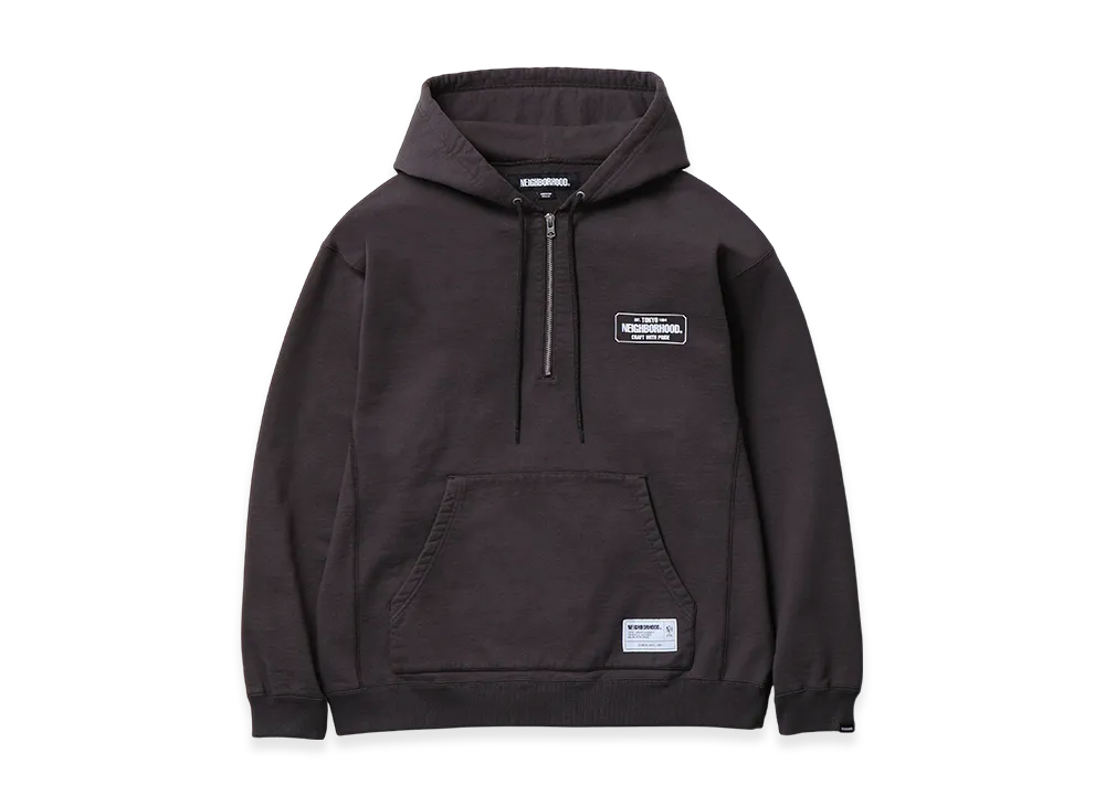 NEIGHBORHOOD Classic Sweat Half Zip Hoodie LS "Brown"