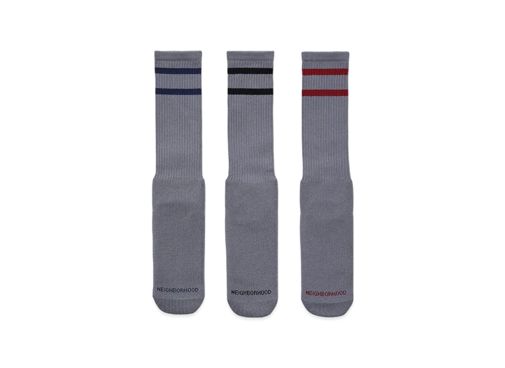 NEIGHBORHOOD Classic 3Pack Socks "GRAY"