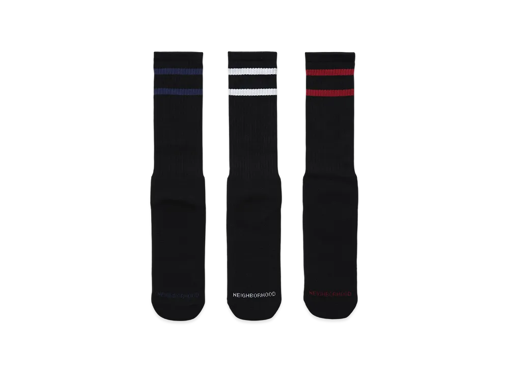 NEIGHBORHOOD Classic 3Pack Socks "Black"