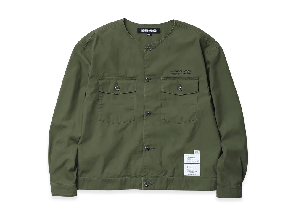 NEIGHBORHOOD No Collar Shirt Ls "Olive Drab"
