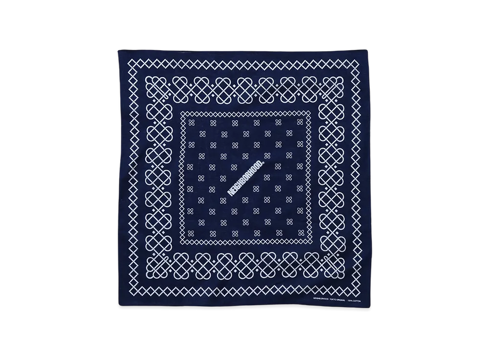 NEIGHBORHOOD Line Pattern Bandana "Navy"