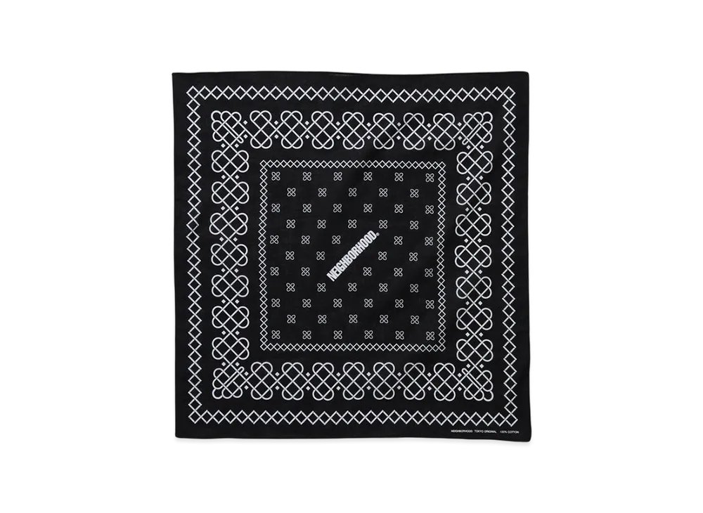 ネイバーフッド ラインパターンバンダナ "ブラック"