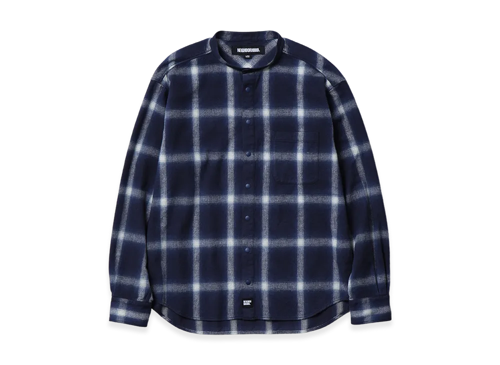 NEIGHBORHOOD Hombre Check Band Collar Shirt LS "Navy"