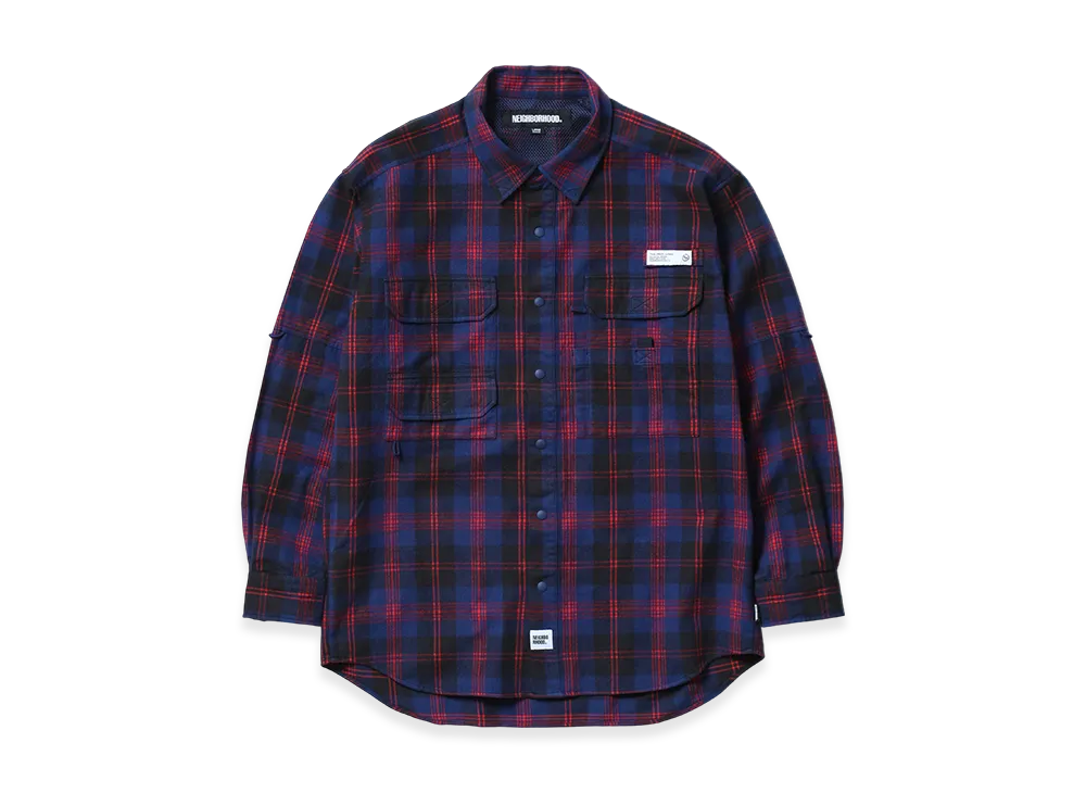 NEIGHBORHOOD Tartan Check Fishing Shirt LS "Navy/Red"