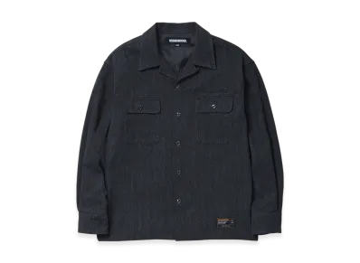 NEIGHBORHOOD Herringbone Open Collar Shirt LS "Charcoal"