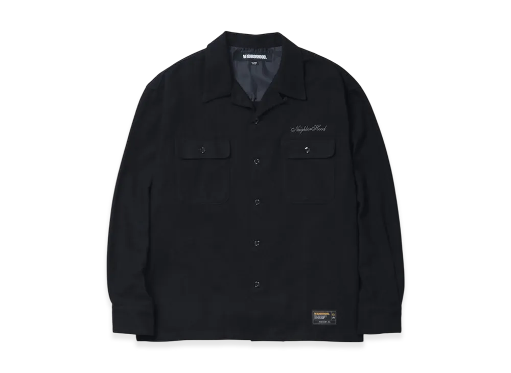 NEIGHBORHOOD Herringbone Open Collar Shirt LS "Black"