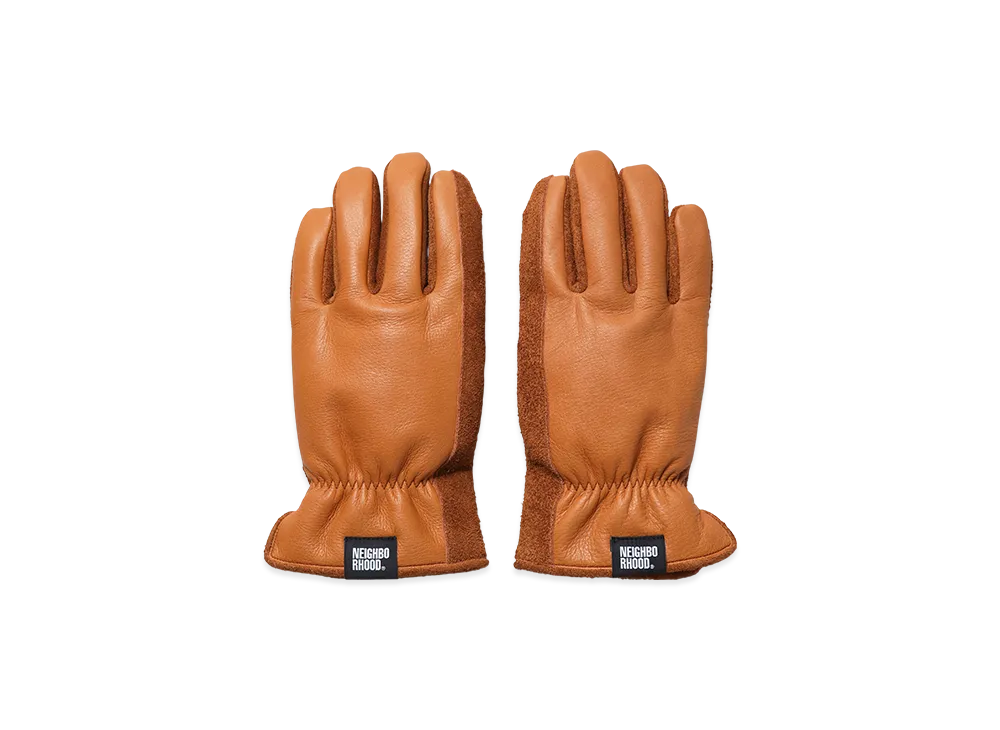 NEIGHBORHOOD Leather Boa Gloves "Brown"