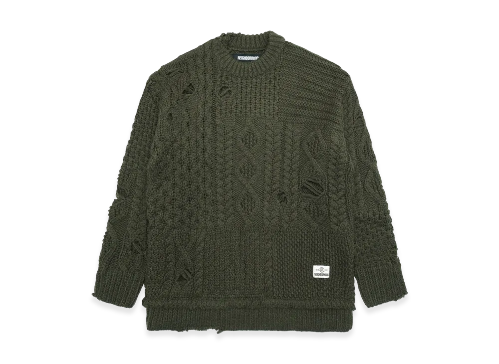 NEIGHBORHOOD x CLOT Patchwork Savage Sweater "Olive Drab"