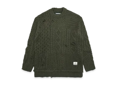 NEIGHBORHOOD x CLOT Patchwork Savage Sweater "Olive Drab"