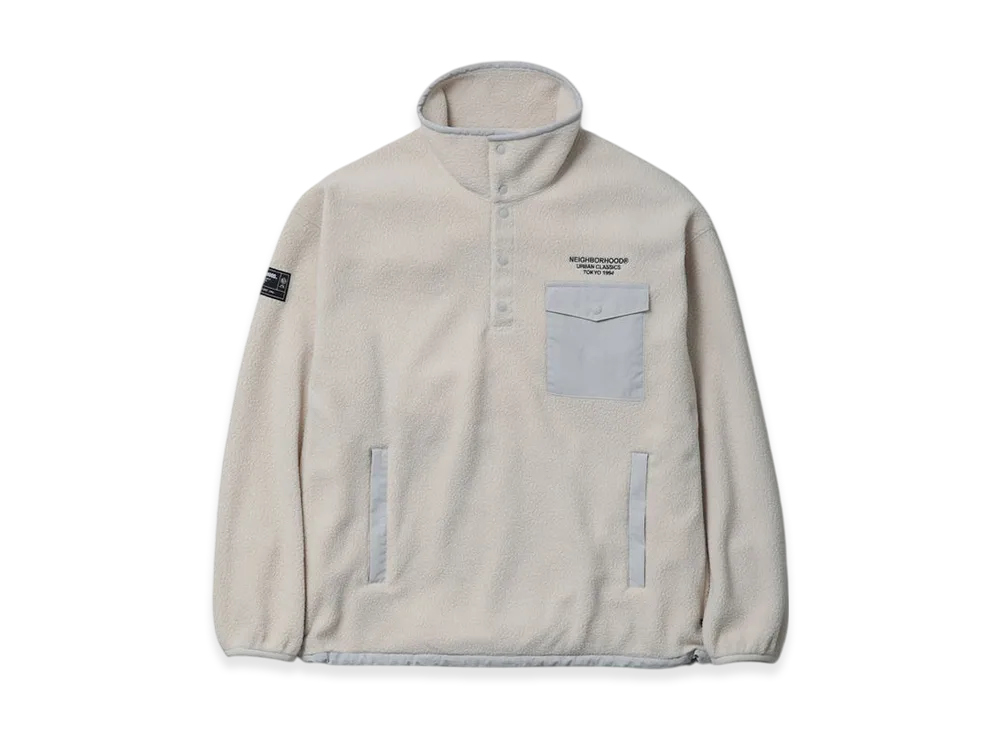 NEIGHBORHOOD Fleece Stand Collar LS "Off White"