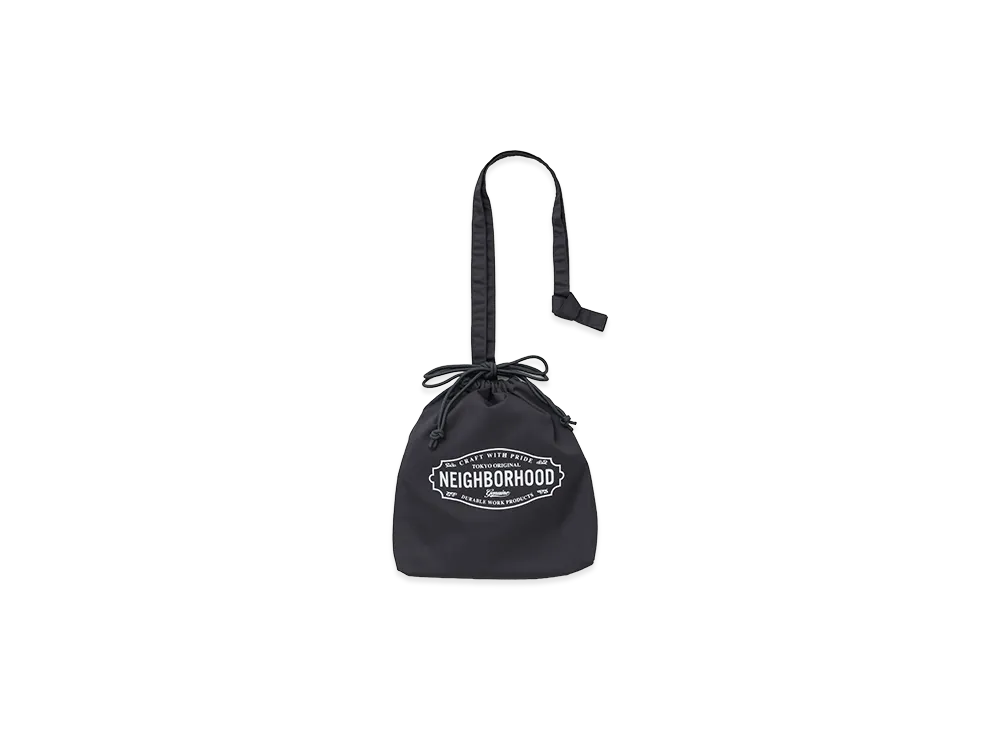 NEIGHBORHOOD Logo Drawstring Bag "Charcoal"