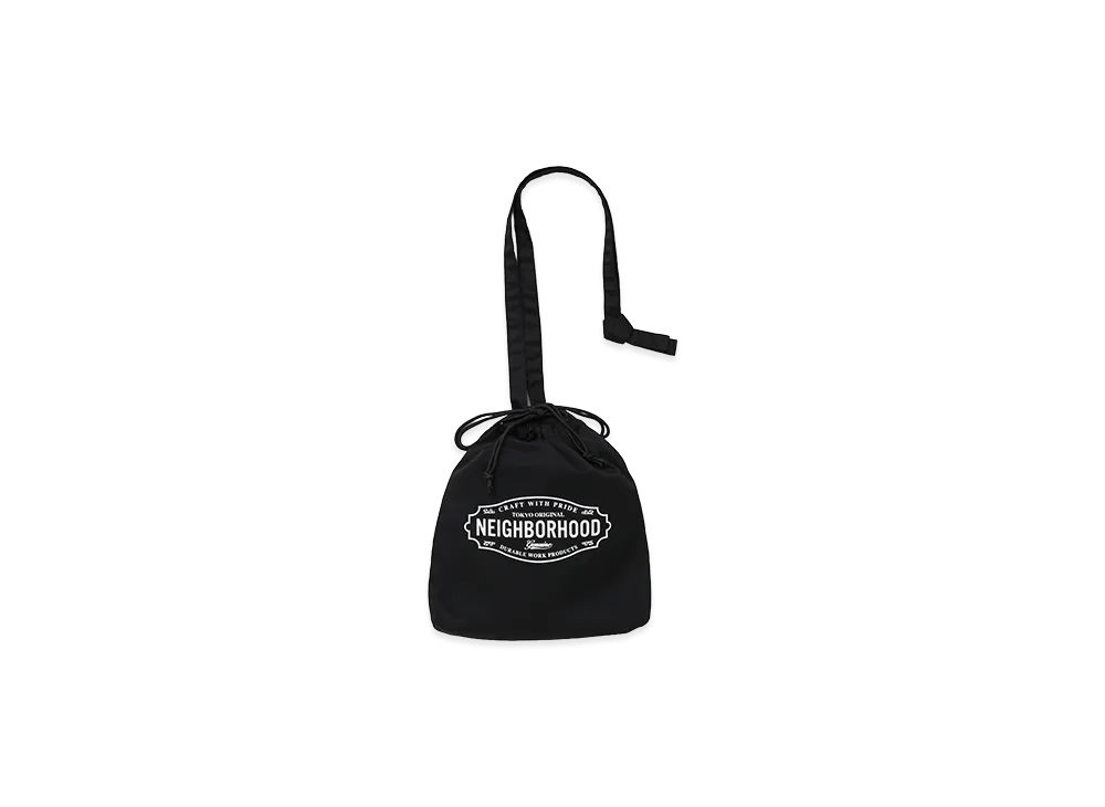 NEIGHBORHOOD Logo Drawstring Bag "Black"