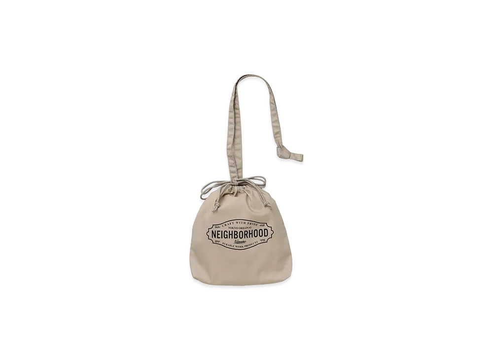 NEIGHBORHOOD Logo Drawstring Bag "Beige"