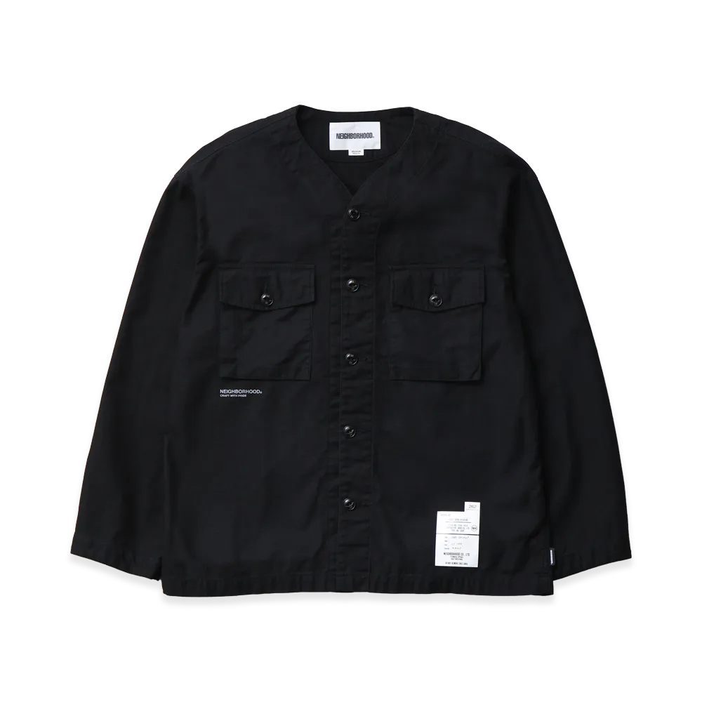 NEIGHBORHOOD No Collar Utility Shirt LS "Black"