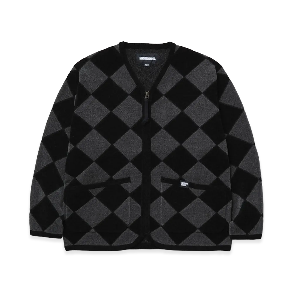 NEIGHBORHOOD Checker Zip Cardigan "Black/Charcoal"
