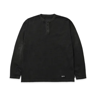 NEIGHBORHOOD Pigment Henley Neck LS "Black"
