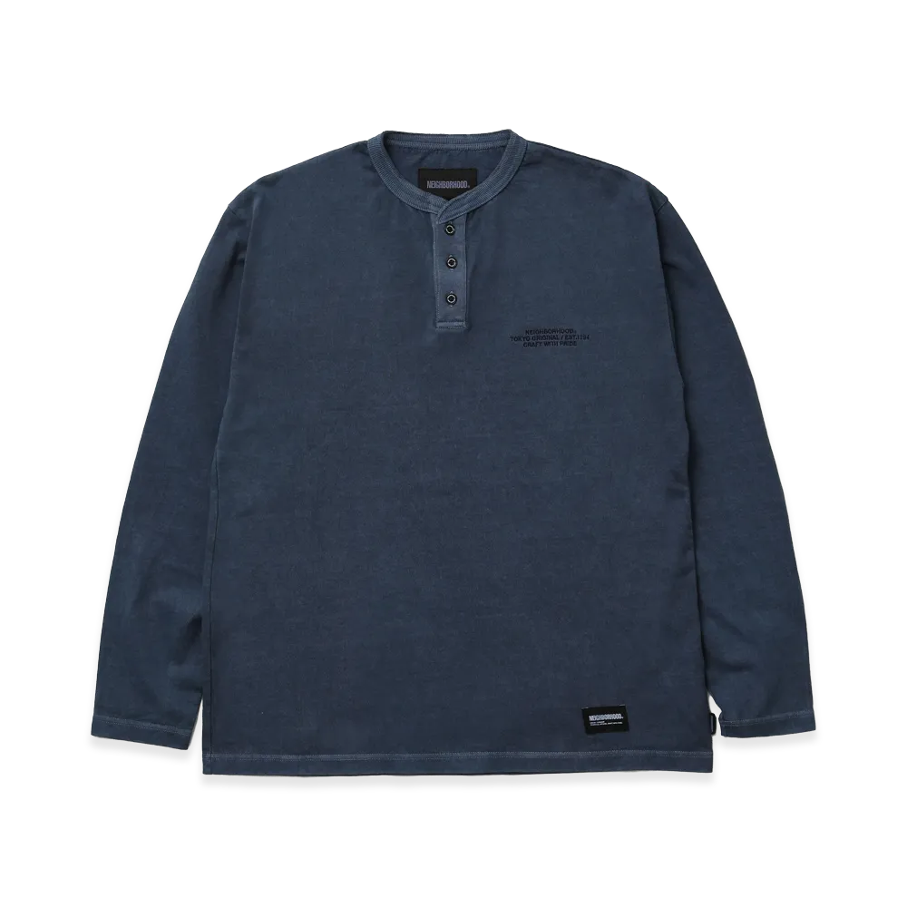 NEIGHBORHOOD Pigment Henley Neck LS "Navy"
