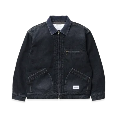 NEIGHBORHOOD Washed Denim Zip Work Jacket "Black"
