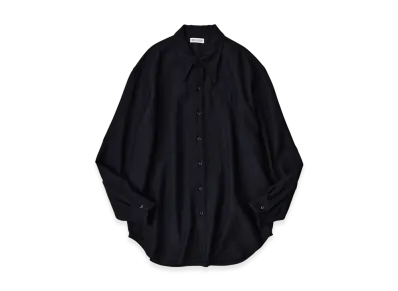 NICENESS Coleman Long Point Collar Shirt - Wool Serge "Black"