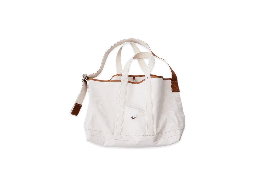 NICENESS A.Lands Canvas And Haas Leather Shoulder Tote Bag "Beige"