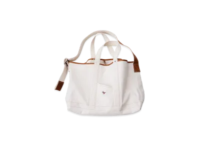 NICENESS A.Lands Canvas And Haas Leather Shoulder Tote Bag "Beige"