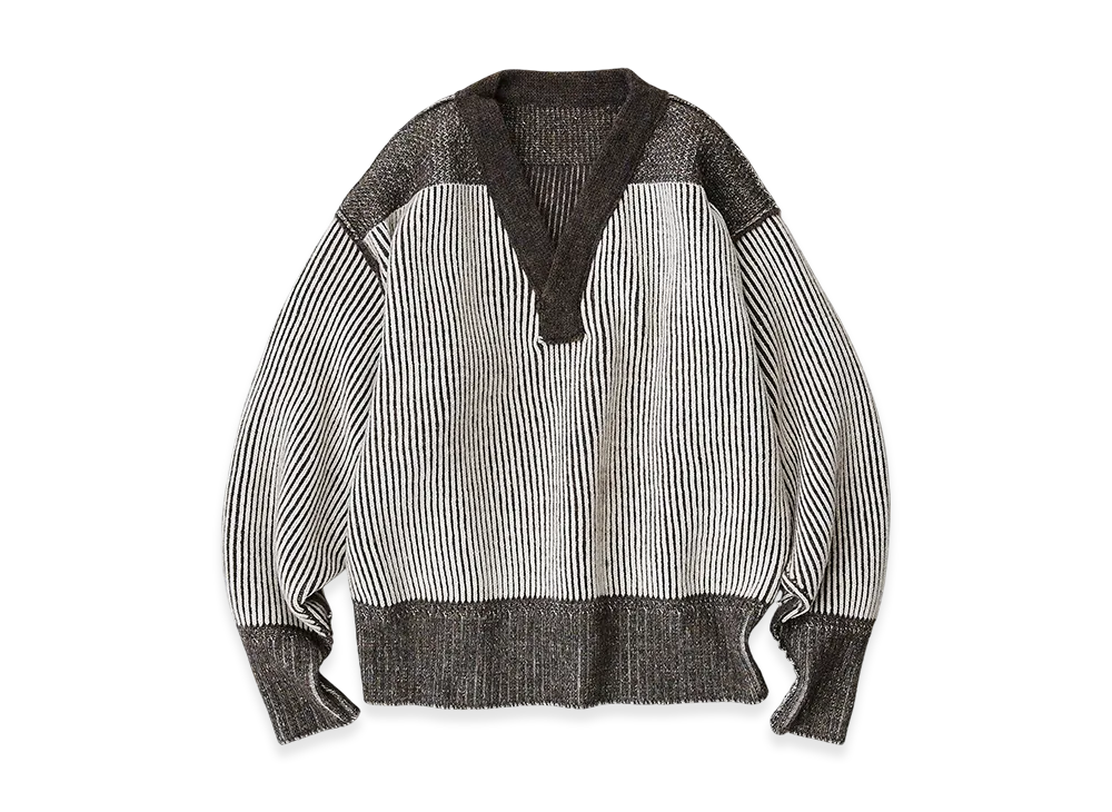 NICENESS Goldblum Mechanic Sweater "Gray/Off White"