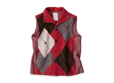 NICENESS Blunder Felted Knit Vest "Red"