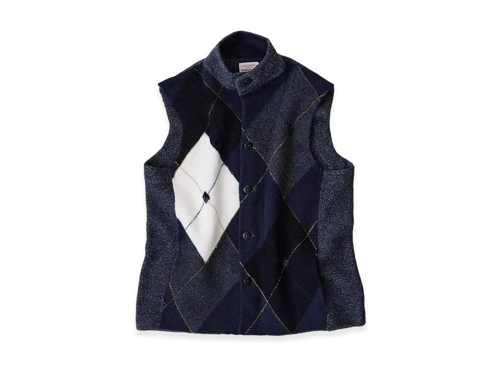 NICENESS Blunder Felted Knit Vest "Navy"