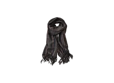 NICENESS Rahman Madras Check Fringed Scarf "Gray"