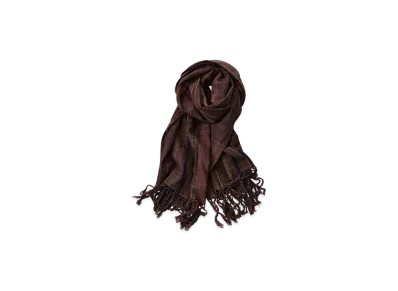 NICENESS Rahman Madras Check Fringed Scarf "Brown"