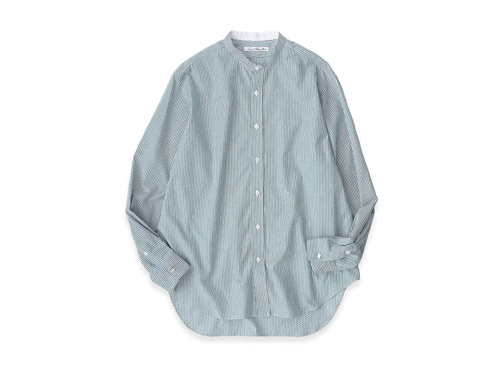 NICENESS Guarino N.N.P. Dobby - Weave Band Collar Dress Shirt "Green"