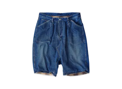 NICENESS Stu Distressed Denim Reversible Baggy Shorts "Indigo"
