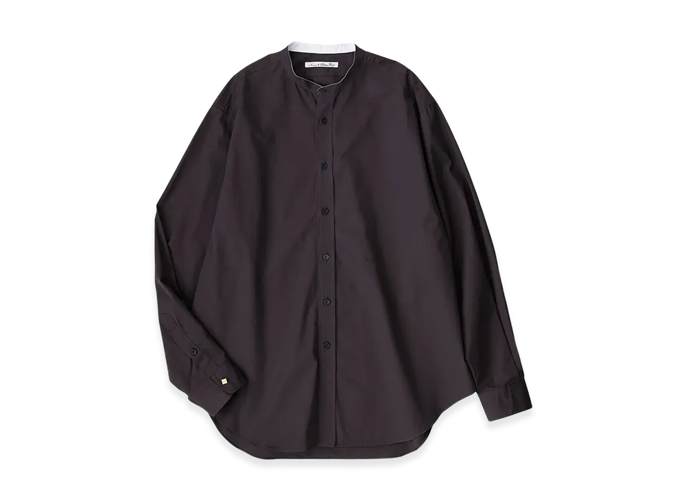 NICENESS Uno N.N.P. Band Collar Dress Shirt - Solid Color "Brown"