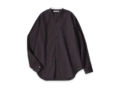 NICENESS Uno N.N.P. Band Collar Dress Shirt - Solid Color "Brown"