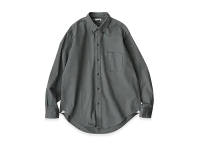 NICENESS Duy Button Down Shirt - Herringbone "Olive"