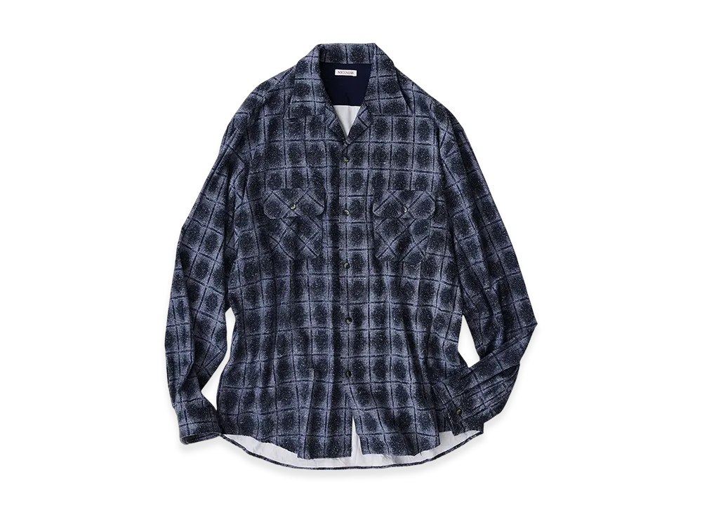 NICENESS Kurt FlaNNel Shirt Long Sleeve - Ombre Print Silk "Navy"